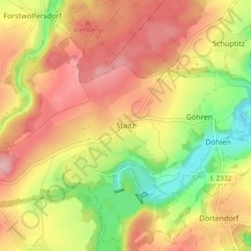 Carte topographique Staitz, altitude, relief