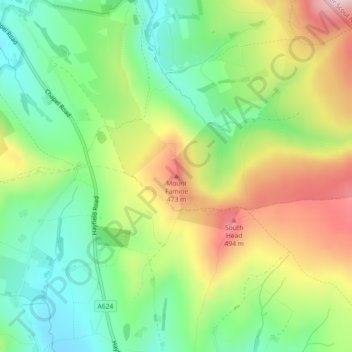 Carte topographique Mount Famine, altitude, relief