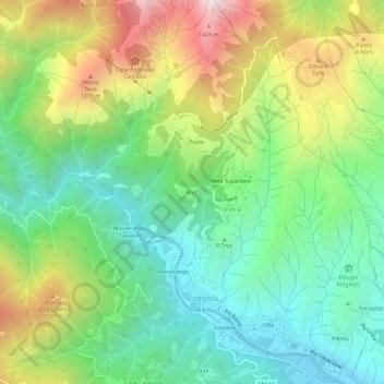 Carte topographique Rivò, altitude, relief