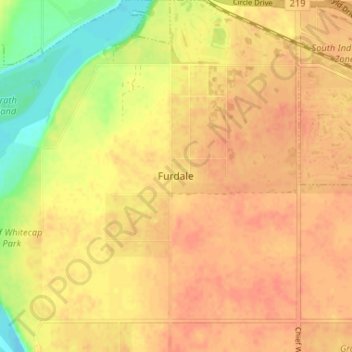 Carte topographique Furdale, altitude, relief