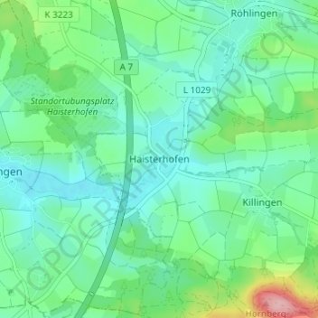 Carte topographique Haisterhofen, altitude, relief