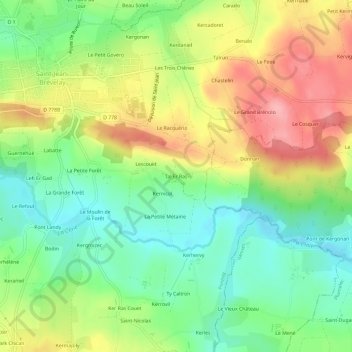 Carte topographique Tal Er Ras, altitude, relief