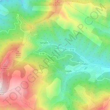 Carte topographique Sorbu, altitude, relief