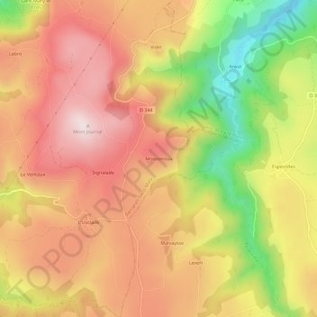 Carte topographique Monsteroux, altitude, relief