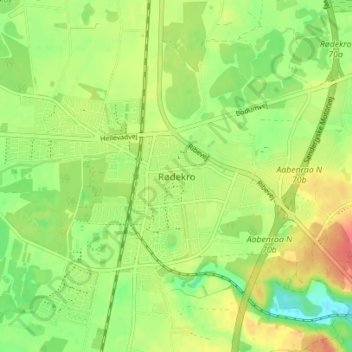 Carte topographique Rødekro, altitude, relief