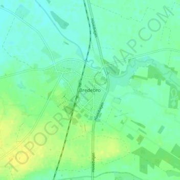 Carte topographique Bredebro, altitude, relief