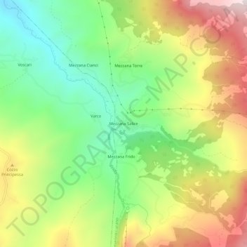 Carte topographique Mezzana Salice, altitude, relief