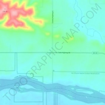 Carte topographique Eagle Corners, altitude, relief