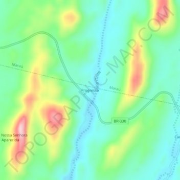 Carte topographique Progresso, altitude, relief