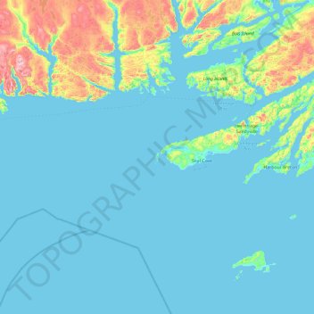 Carte topographique Pass Island, altitude, relief