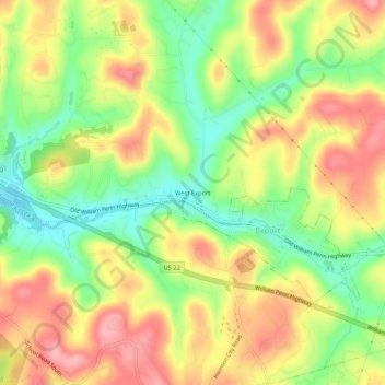 Carte topographique West Export, altitude, relief