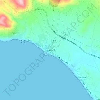 Carte topographique Torre di Gaffe, altitude, relief