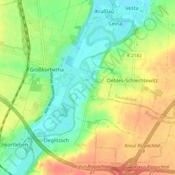 Carte topographique Kleinkorbetha, altitude, relief