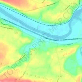 Carte topographique Auriesville, altitude, relief