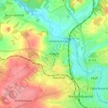Carte topographique Hofeck, altitude, relief