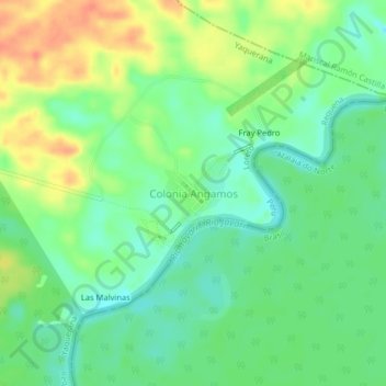 Carte topographique Colonia Angamos, altitude, relief