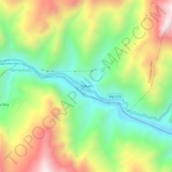 Carte topographique Palcas, altitude, relief