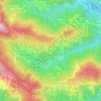 Carte topographique Bola, altitude, relief