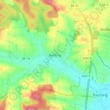 Carte topographique Reißing, altitude, relief