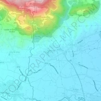 Carte topographique Stevenà, altitude, relief