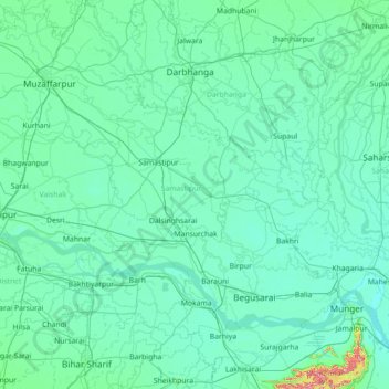 Carte topographique Samastīpur, altitude, relief