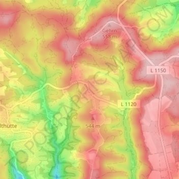 Carte topographique Ebni, altitude, relief
