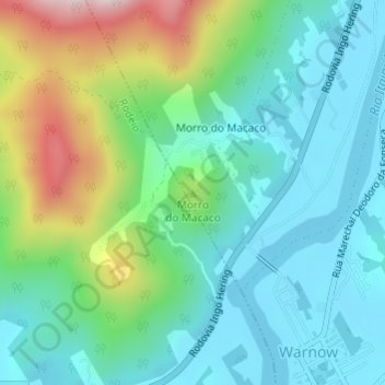 Carte topographique Morro do Macaco, altitude, relief