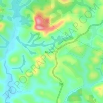 Carte topographique Njiloum II, altitude, relief