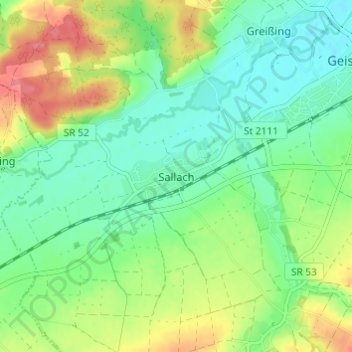 Carte topographique Sallach, altitude, relief