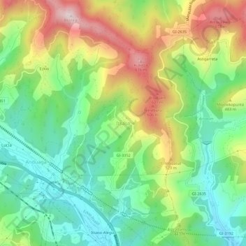 Carte topographique Ichaso, altitude, relief