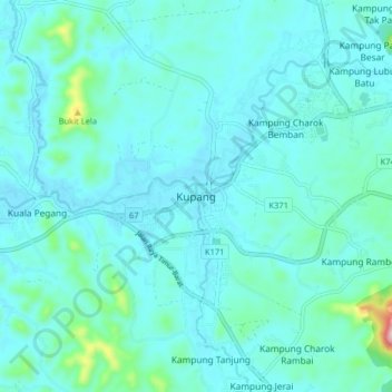 Carte topographique Kupang, altitude, relief