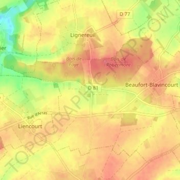 Carte topographique Blavincourt, altitude, relief