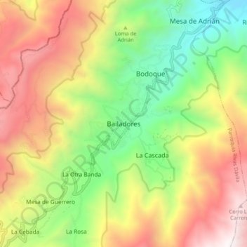Carte topographique Bailadores, altitude, relief