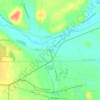 Carte topographique Mumford, altitude, relief