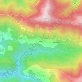 Carte topographique Jacoy, altitude, relief