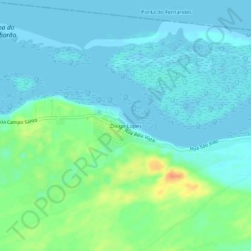 Carte topographique Diogo Lopes, altitude, relief