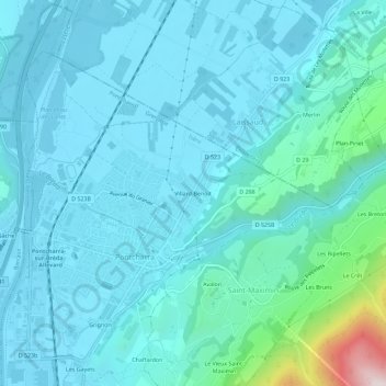 Carte topographique Villard-Benoit, altitude, relief
