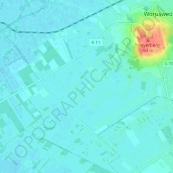 Carte topographique Nordwede, altitude, relief