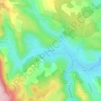 Carte topographique Granouillac, altitude, relief