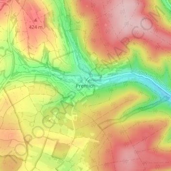 Carte topographique Premich, altitude, relief