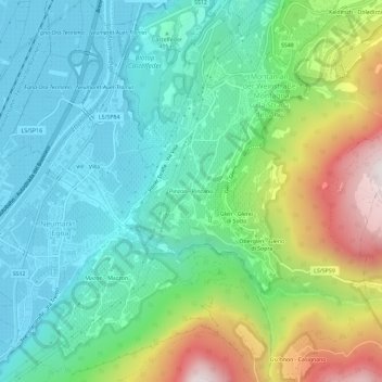 Carte topographique Pinzon - Pinzano, altitude, relief