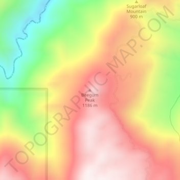 Carte topographique Beegum Peak, altitude, relief