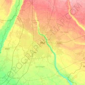 Carte topographique Aba, altitude, relief