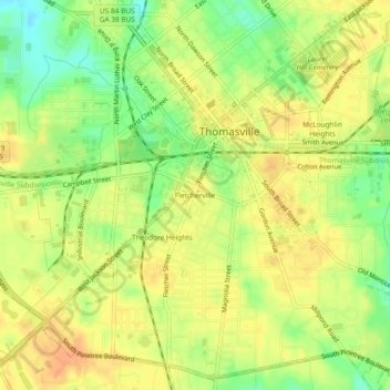 Carte topographique Fletcherville, altitude, relief