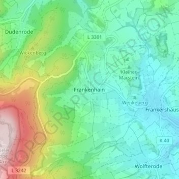 Carte topographique Frankenhain, altitude, relief