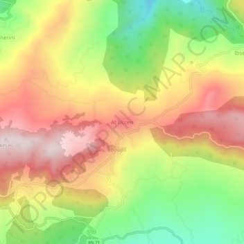 Carte topographique Aït Ouchene, altitude, relief