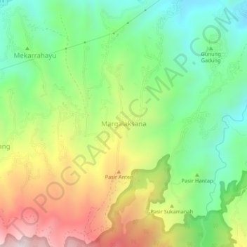 Carte topographique Margalaksana, altitude, relief