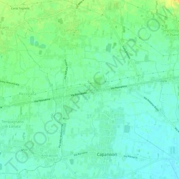 Carte topographique Lunata, altitude, relief