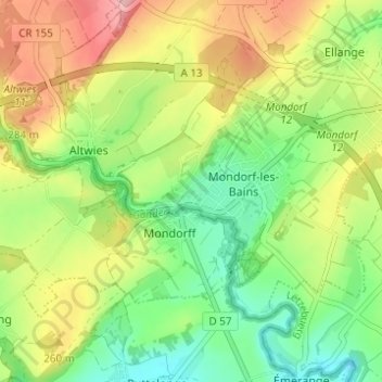 Carte topographique Brill, altitude, relief