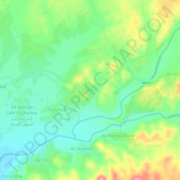 Carte topographique Tizi, altitude, relief